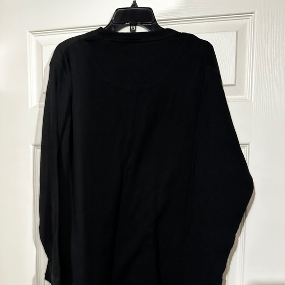 Men's Pierre Cardin Large Black Cotton Sweater 3-Button Knit Long-Sleeve - Picture 3 of 7